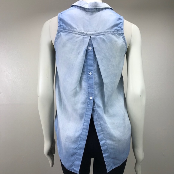 Cloth & Stone Chambray Button Down Back Slit Tank - Picture 4 of 7